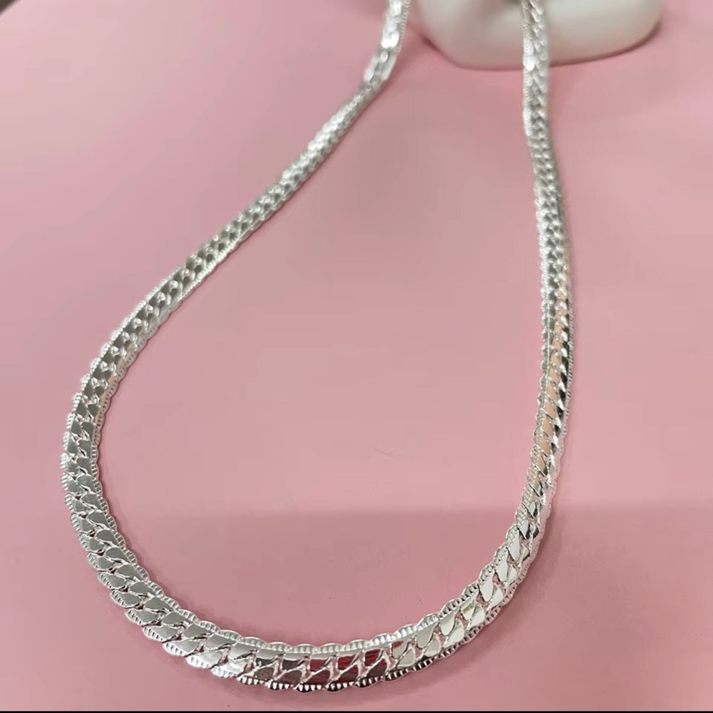 Sterling Silver Double Cuban Chain Necklace